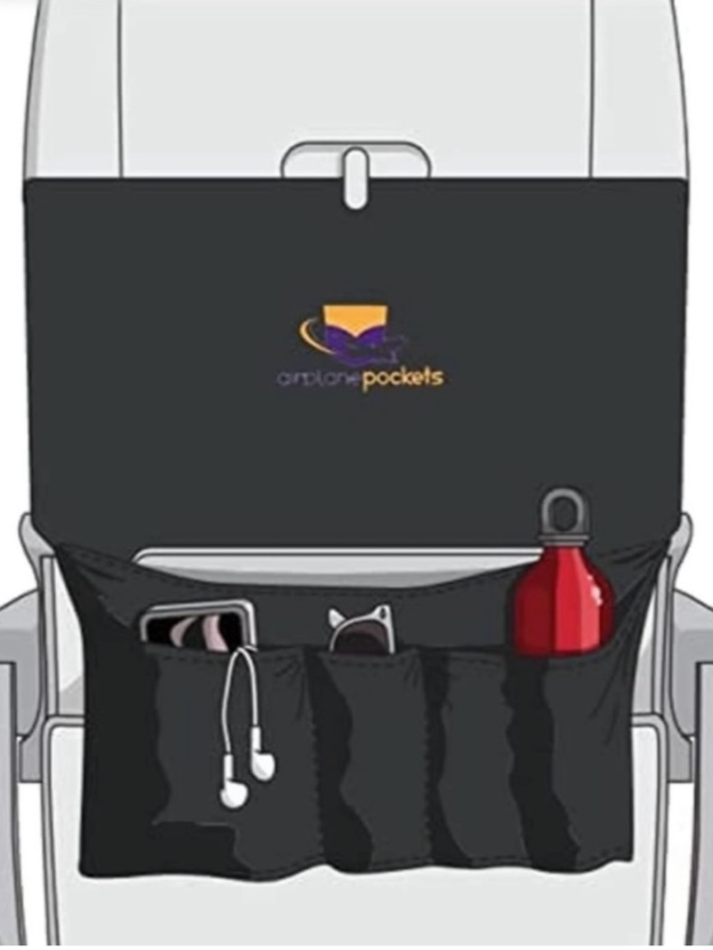 Airplane Pockets Sanitary Tray Table Cover with four pockets - Picture 2 of 6